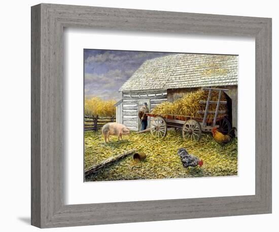 Pig and Chickens-Kevin Dodds-Framed Giclee Print