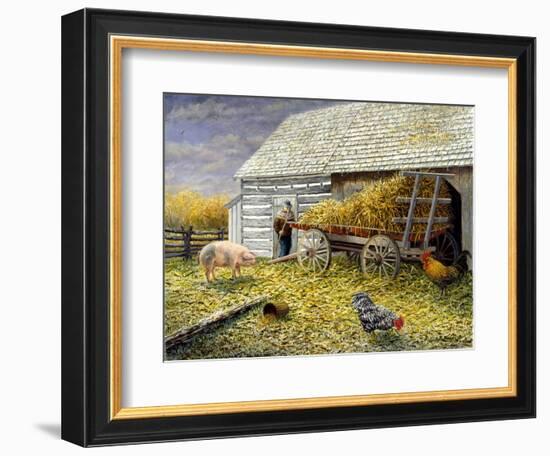 Pig and Chickens-Kevin Dodds-Framed Giclee Print