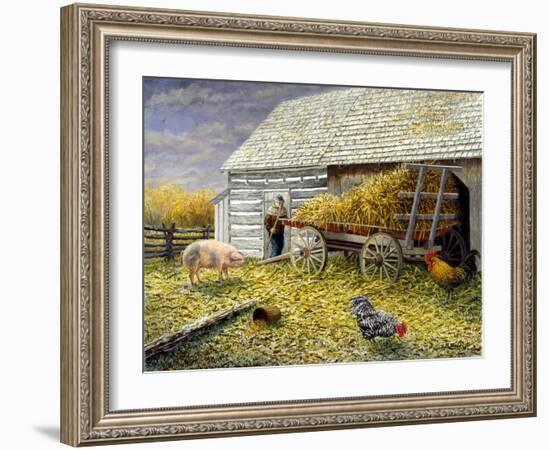 Pig and Chickens-Kevin Dodds-Framed Giclee Print