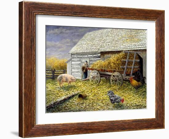 Pig and Chickens-Kevin Dodds-Framed Giclee Print