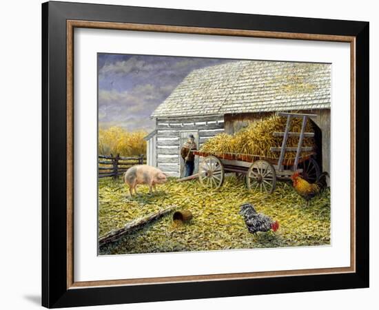 Pig and Chickens-Kevin Dodds-Framed Giclee Print