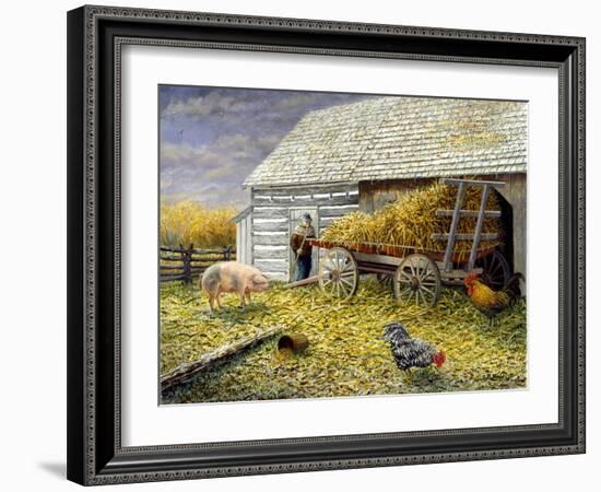 Pig and Chickens-Kevin Dodds-Framed Giclee Print