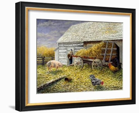 Pig and Chickens-Kevin Dodds-Framed Giclee Print