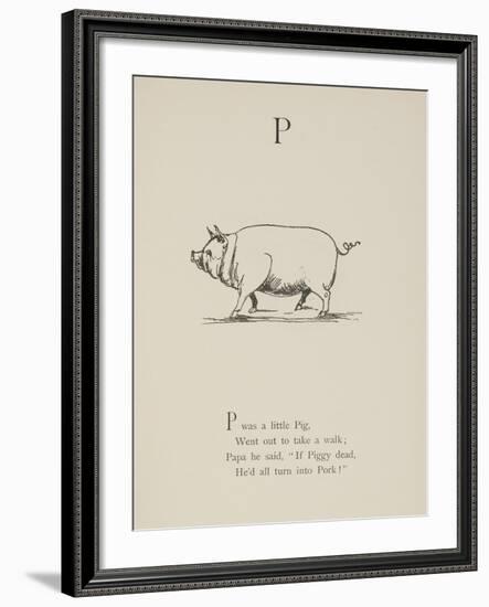 Pig Illustrations and Verse From Nonsense Alphabets by Edward Lear.-Edward Lear-Framed Giclee Print