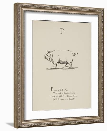 Pig Illustrations and Verse From Nonsense Alphabets by Edward Lear.-Edward Lear-Framed Giclee Print