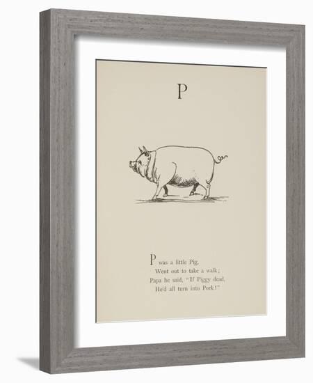 Pig Illustrations and Verse From Nonsense Alphabets by Edward Lear.-Edward Lear-Framed Giclee Print