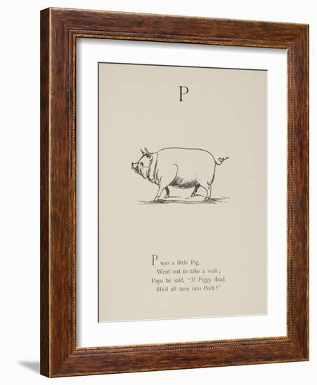 Pig Illustrations and Verse From Nonsense Alphabets by Edward Lear.-Edward Lear-Framed Giclee Print