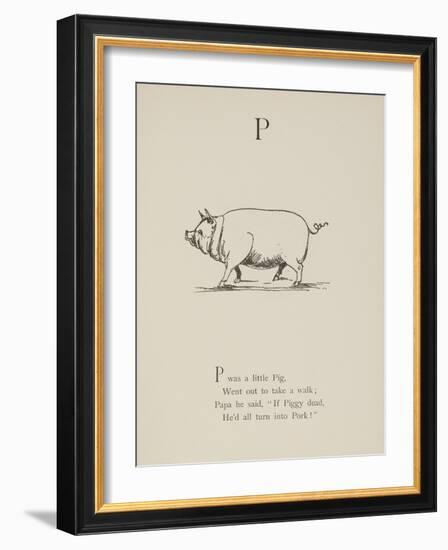 Pig Illustrations and Verse From Nonsense Alphabets by Edward Lear.-Edward Lear-Framed Giclee Print