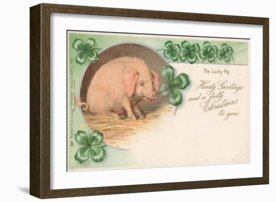 Pig in Clover-null-Framed Giclee Print