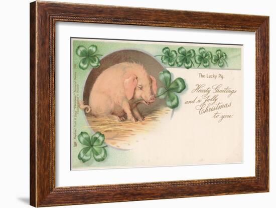 Pig in Clover-null-Framed Giclee Print