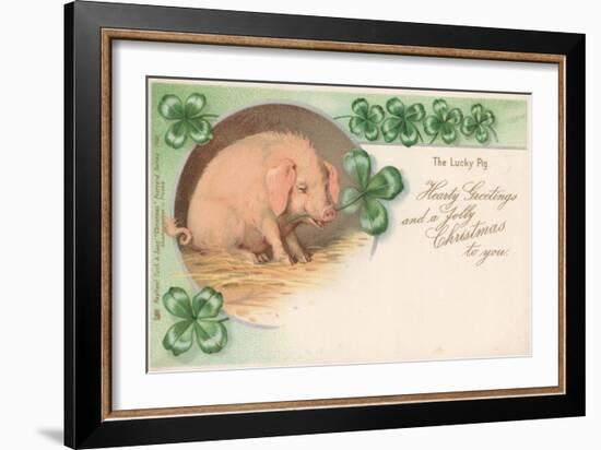 Pig in Clover-null-Framed Giclee Print