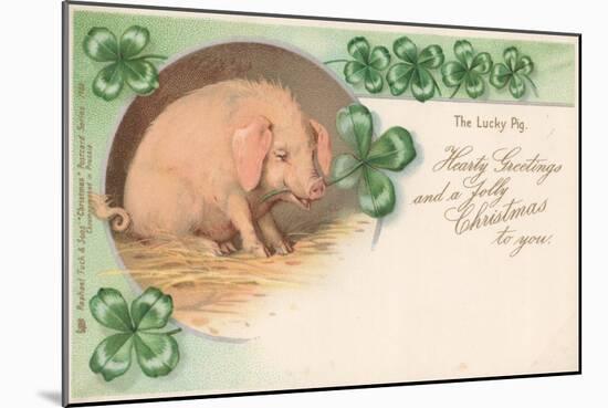 Pig in Clover-null-Mounted Giclee Print