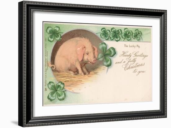 Pig in Clover-null-Framed Giclee Print