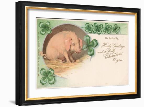 Pig in Clover-null-Framed Giclee Print