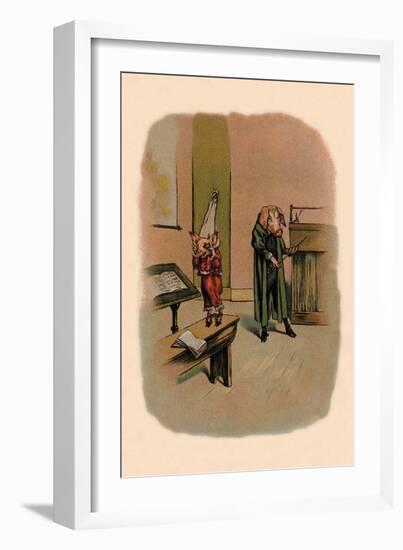 Pig in Dunce Cap and School Master-A. Gual-Framed Art Print