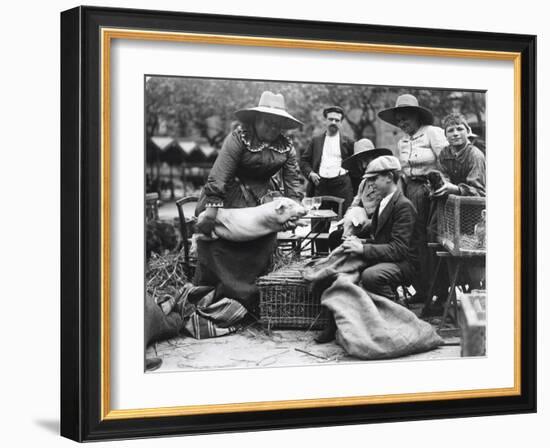 Pig Lady at the Paris Animal Market, 20th Century-Andrew Pitcairn-knowles-Framed Giclee Print