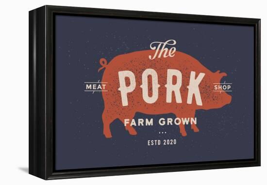 Pig, Pork - Vintage-foxysgraphic-Framed Stretched Canvas