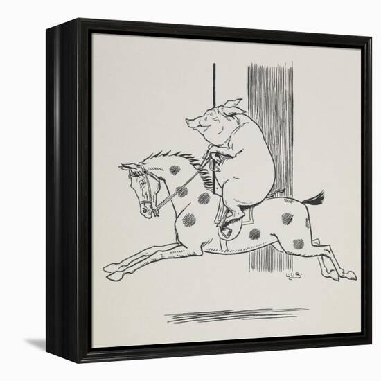 Pig Riding a Merry-go-round Horse-L. Leslie Brooke-Framed Premier Image Canvas