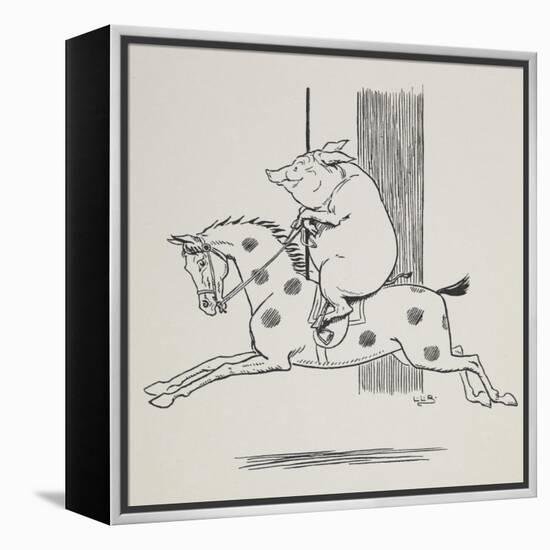 Pig Riding a Merry-go-round Horse-L. Leslie Brooke-Framed Premier Image Canvas