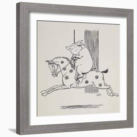 Pig Riding a Merry-go-round Horse-L. Leslie Brooke-Framed Giclee Print