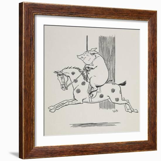 Pig Riding a Merry-go-round Horse-L. Leslie Brooke-Framed Giclee Print