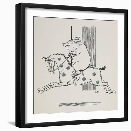 Pig Riding a Merry-go-round Horse-L. Leslie Brooke-Framed Giclee Print