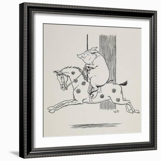 Pig Riding a Merry-go-round Horse-L. Leslie Brooke-Framed Giclee Print