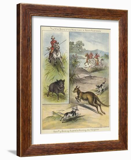 Pig Sticking and Hunting the Kangaroo-null-Framed Giclee Print