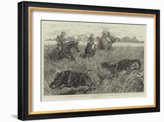 Pig Sticking on the Churs of the Bramapootra, Surprised by a Tiger-John Charlton-Framed Giclee Print