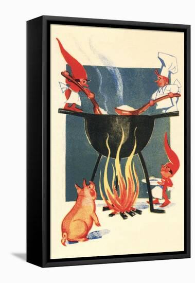 Pig Watching Soup Prepaation-null-Framed Stretched Canvas