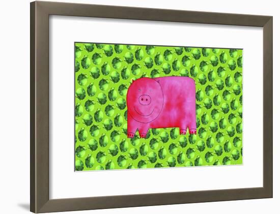 Pig with Green Apples, 2003-Julie Nicholls-Framed Giclee Print