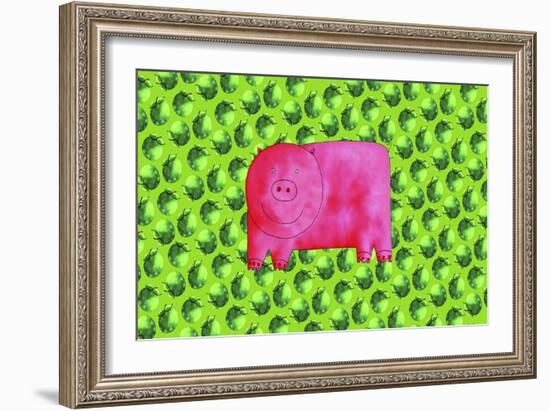 Pig with Green Apples, 2003-Julie Nicholls-Framed Giclee Print