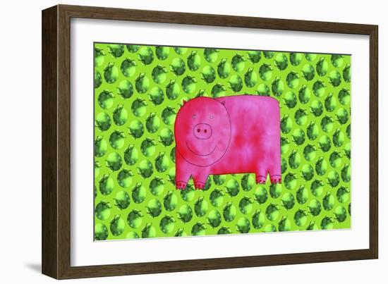 Pig with Green Apples, 2003-Julie Nicholls-Framed Giclee Print