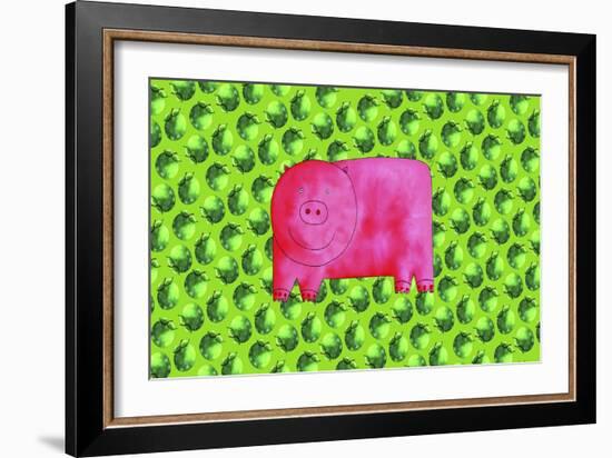 Pig with Green Apples, 2003-Julie Nicholls-Framed Giclee Print