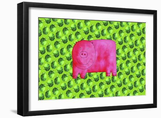 Pig with Green Apples, 2003-Julie Nicholls-Framed Giclee Print