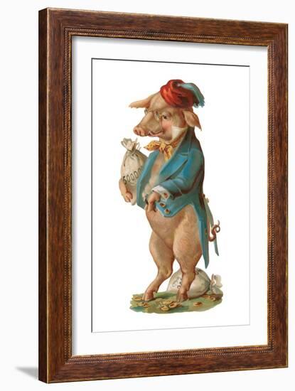 Pig with Stash of Money-German School-Framed Giclee Print