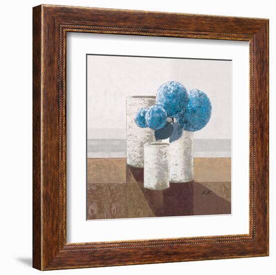 Pigeon Blue Pompons-Karsten Kirchner-Framed Art Print