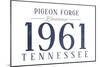 Pigeon Forge, Tennessee - Established Date (Blue)-Lantern Press-Mounted Art Print