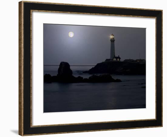 Pigeon Point Lighthouse At Full Moon-George Oze-Framed Photographic Print