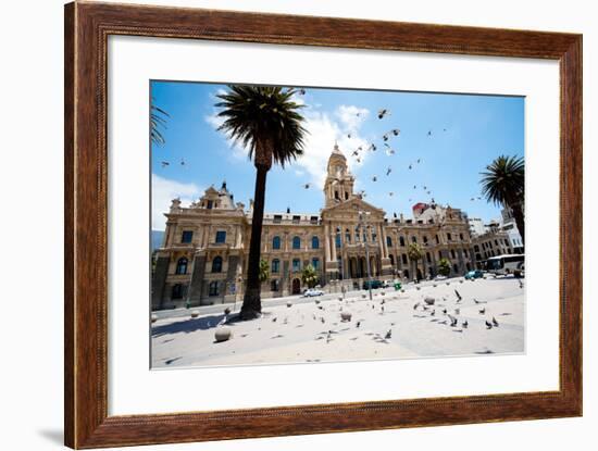 Pigeons Flying over City Hall of Cape Town, South Africa-michaeljung-Framed Photographic Print
