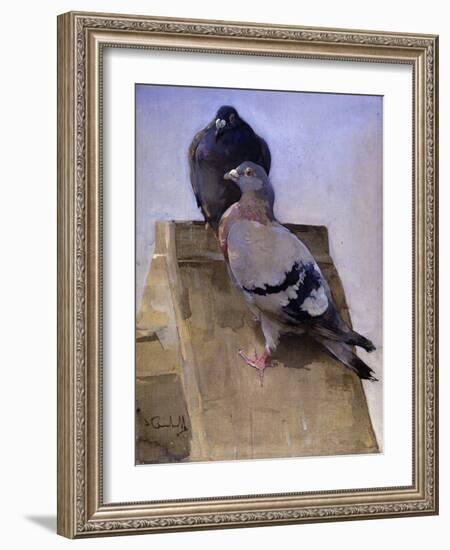 Pigeons on the Roof-Joseph Crawhall-Framed Giclee Print