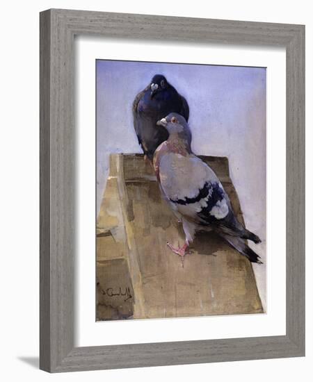 Pigeons on the Roof-Joseph Crawhall-Framed Giclee Print