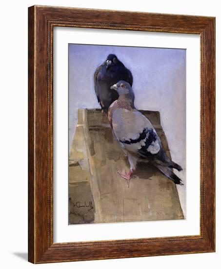 Pigeons on the Roof-Joseph Crawhall-Framed Giclee Print