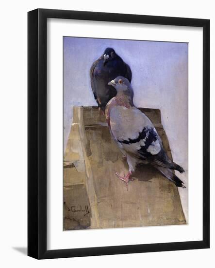Pigeons on the Roof-Joseph Crawhall-Framed Giclee Print
