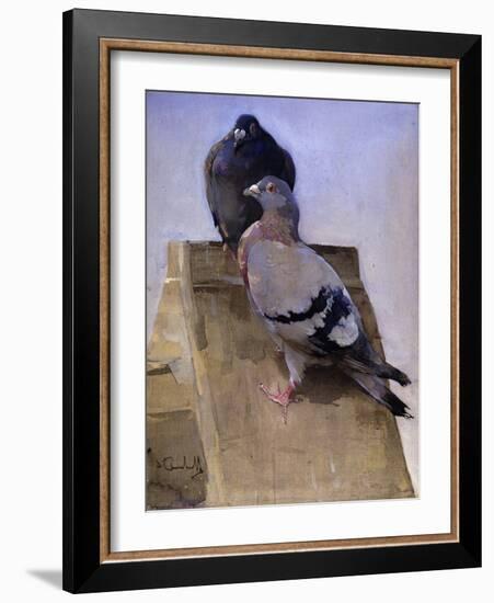 Pigeons on the Roof-Joseph Crawhall-Framed Giclee Print