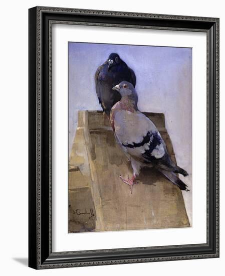 Pigeons on the Roof-Joseph Crawhall-Framed Giclee Print