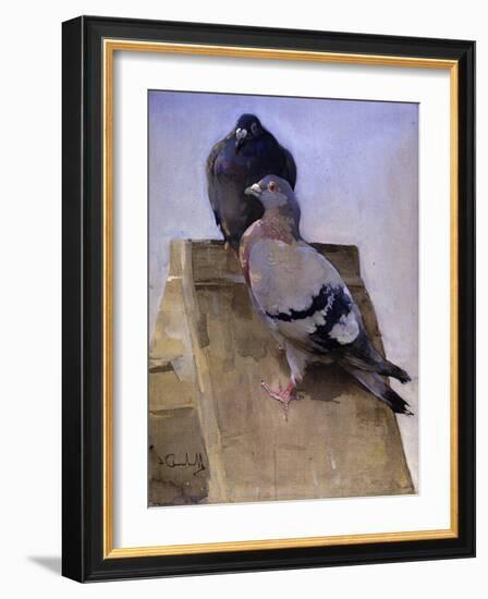 Pigeons on the Roof-Joseph Crawhall-Framed Giclee Print