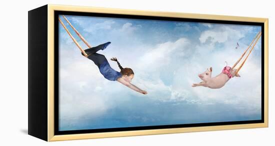 Piggy Trapeze-Nancy Tillman-Framed Stretched Canvas