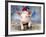 Piglet Looking over Fence Wearing Christmas-null-Framed Photographic Print