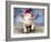 Piglet Looking over Fence Wearing Christmas-null-Framed Photographic Print
